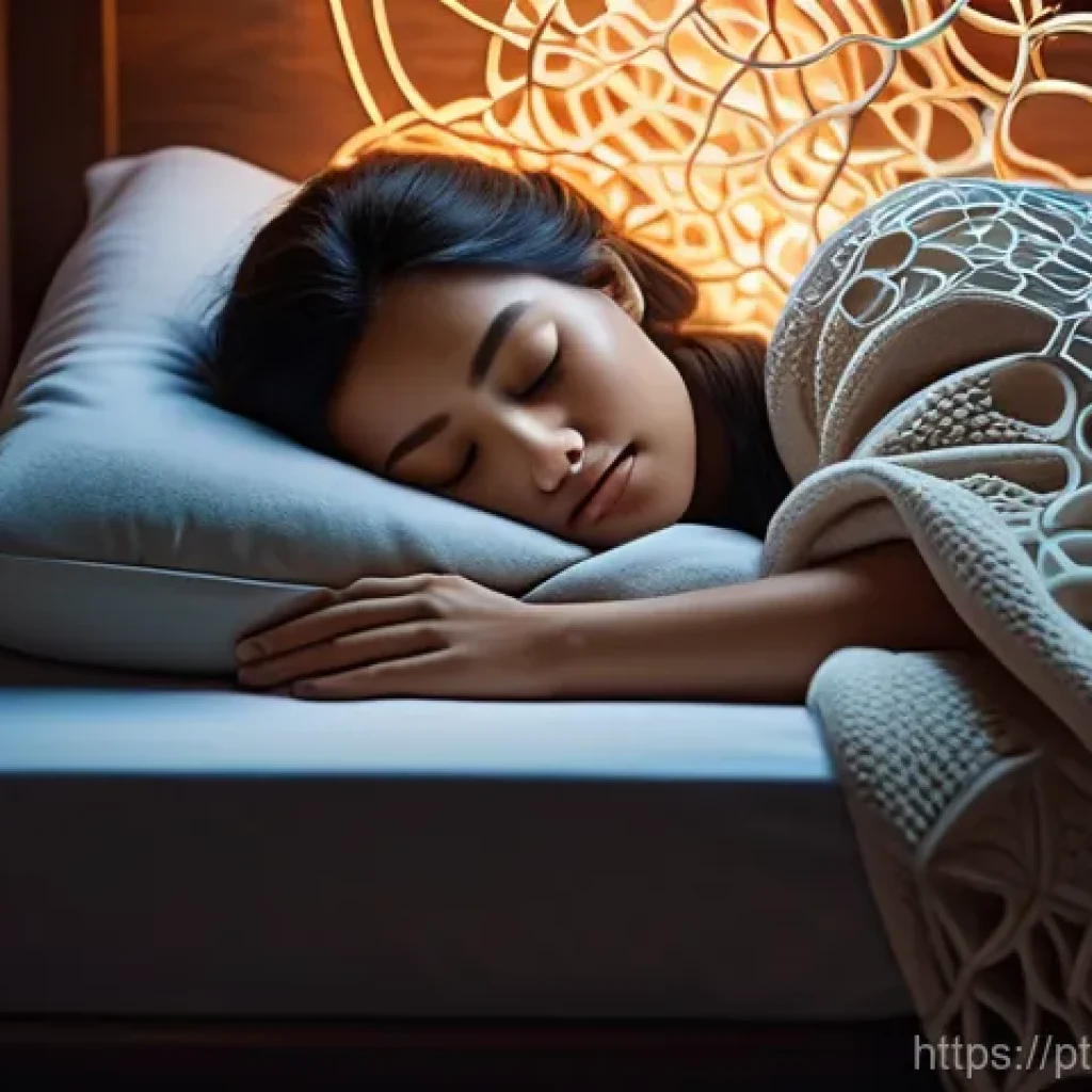 수면과 면역력의 관계 - **Prompt:** A serene and ethereal depiction of a person sleeping soundly in a cozy bed, covered by a...