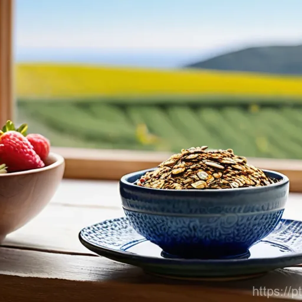 심리적 안정감을 주는 식품 - **A Mindful Portuguese Breakfast for Serenity**
A bright, inviting close-up shot of a rustic woo...