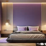 Home 19 수면과 체중 관리의 관계 - A cozy, dimly lit bedroom scene emphasizing a sleep-friendly environment for a Portuguese-speaking a...
